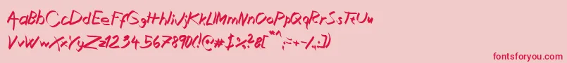 フォントXaligraphyItalic – ピンクの背景に赤い文字