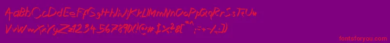 XaligraphyItalic-Schriftart – Rote Schriften auf violettem Hintergrund