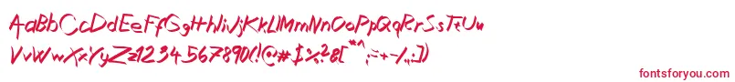 フォントXaligraphyItalic – 白い背景に赤い文字