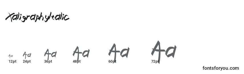 Размеры шрифта XaligraphyItalic