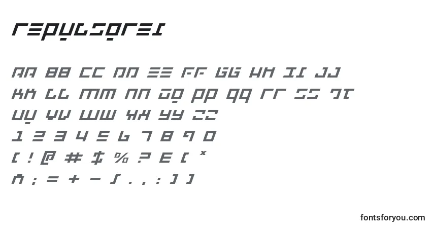 Schriftart Repulsorei – Alphabet, Zahlen, spezielle Symbole