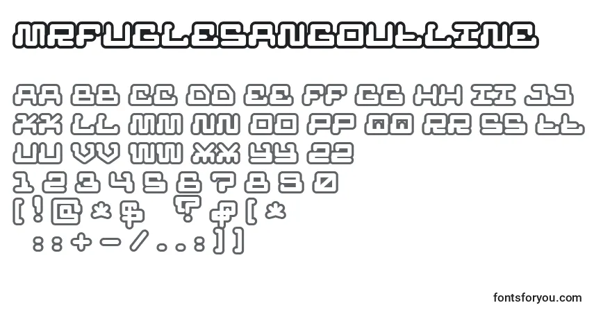 Schriftart MrfuglesangOutline – Alphabet, Zahlen, spezielle Symbole