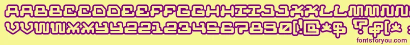 MrfuglesangOutline Font – Purple Fonts on Yellow Background