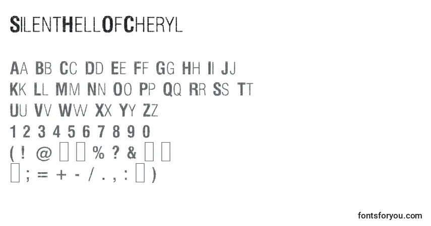 A fonte SilentHellOfCheryl – alfabeto, números, caracteres especiais