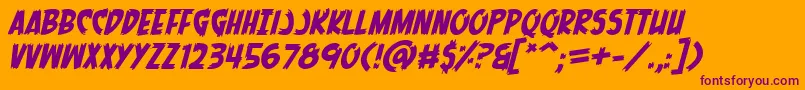 MenOfScienceItalic-Schriftart – Violette Schriften auf orangefarbenem Hintergrund