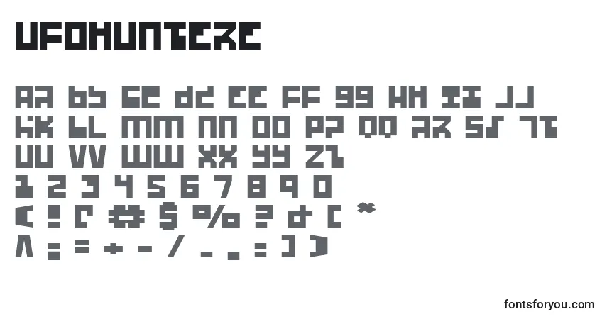 A fonte Ufohuntere – alfabeto, números, caracteres especiais
