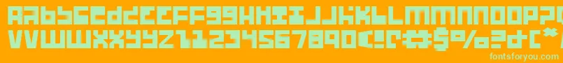Ufohuntere-Schriftart – Grüne Schriften auf orangefarbenem Hintergrund