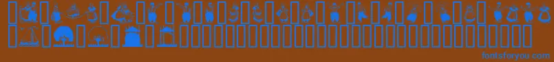 フォントDutchmen – 茶色の背景に青い文字