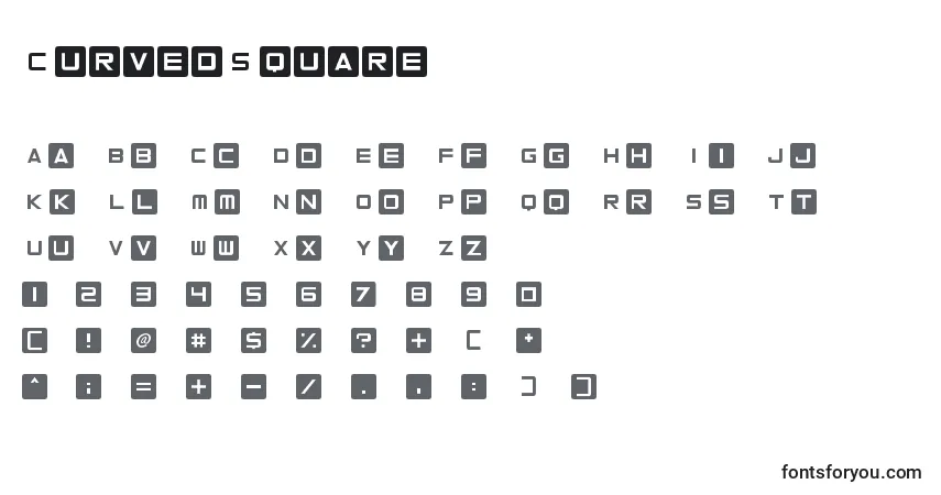 Czcionka CurvedSquare – alfabet, cyfry, specjalne znaki