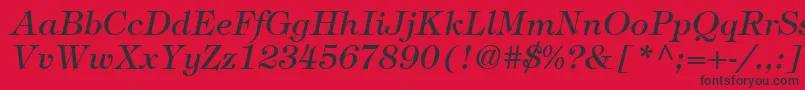 ItcTiffanyLtMediumItalic Font – Black Fonts on Red Background