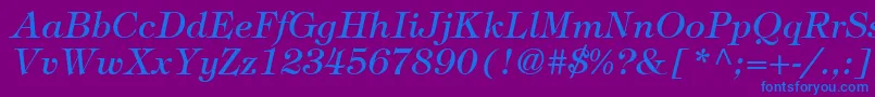 ItcTiffanyLtMediumItalic Font – Blue Fonts on Purple Background