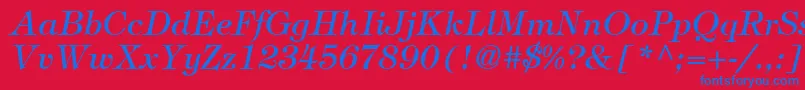 フォントItcTiffanyLtMediumItalic – 赤い背景に青い文字