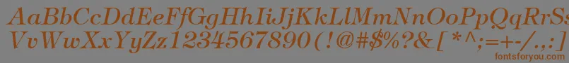 ItcTiffanyLtMediumItalic Font – Brown Fonts on Gray Background