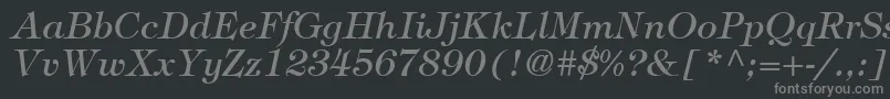 Czcionka ItcTiffanyLtMediumItalic – szare czcionki na czarnym tle