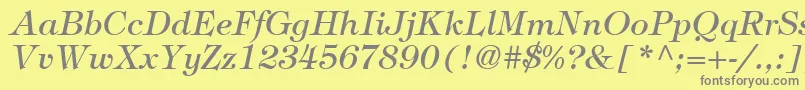 Fonte ItcTiffanyLtMediumItalic – fontes cinzas em um fundo amarelo