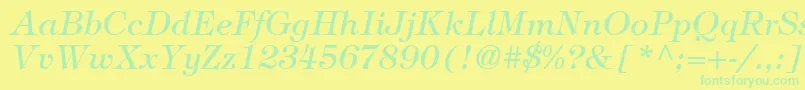 Fonte ItcTiffanyLtMediumItalic – fontes verdes em um fundo amarelo