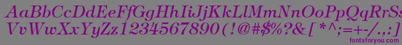 ItcTiffanyLtMediumItalic Font – Purple Fonts on Gray Background