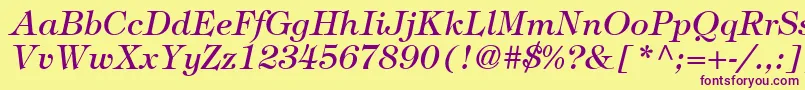 ItcTiffanyLtMediumItalic-fontti – violetit fontit keltaisella taustalla