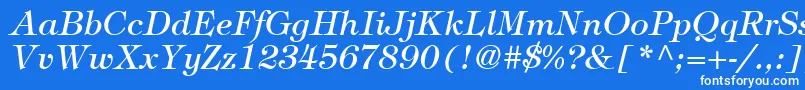 ItcTiffanyLtMediumItalic Font – White Fonts on Blue Background