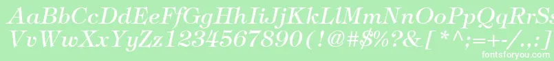 ItcTiffanyLtMediumItalic Font – White Fonts on Green Background