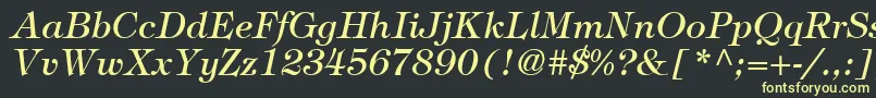 ItcTiffanyLtMediumItalic Font – Yellow Fonts on Black Background