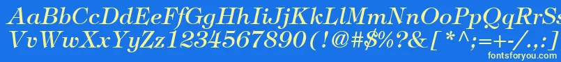 Fonte ItcTiffanyLtMediumItalic – fontes amarelas em um fundo azul