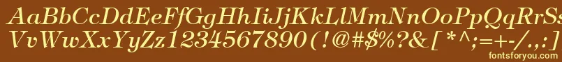 ItcTiffanyLtMediumItalic Font – Yellow Fonts on Brown Background