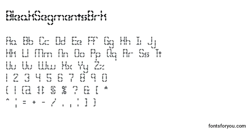 Czcionka BleakSegmentsBrk – alfabet, cyfry, specjalne znaki