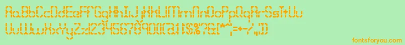 BleakSegmentsBrk-Schriftart – Orangefarbene Schriften auf grünem Hintergrund