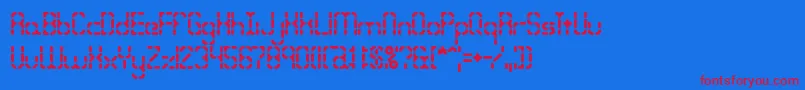 BleakSegmentsBrk-Schriftart – Rote Schriften auf blauem Hintergrund