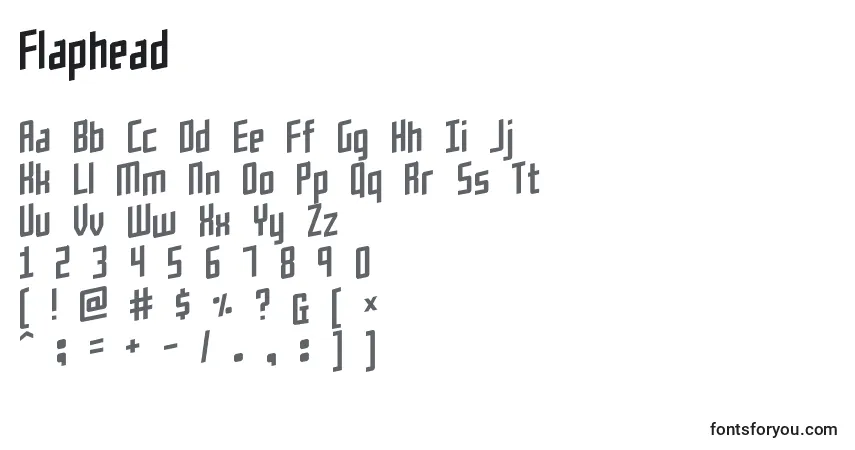 Czcionka Flaphead – alfabet, cyfry, specjalne znaki