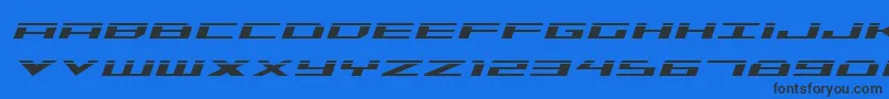 フォントTriremeLaserItalic – 黒い文字の青い背景