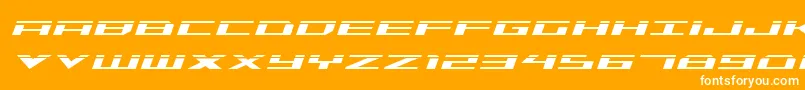 Czcionka TriremeLaserItalic – białe czcionki na pomarańczowym tle