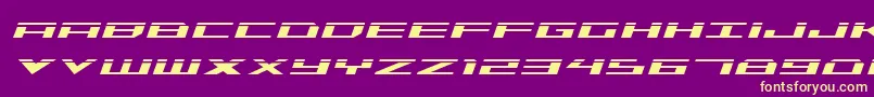 TriremeLaserItalic-Schriftart – Gelbe Schriften auf violettem Hintergrund