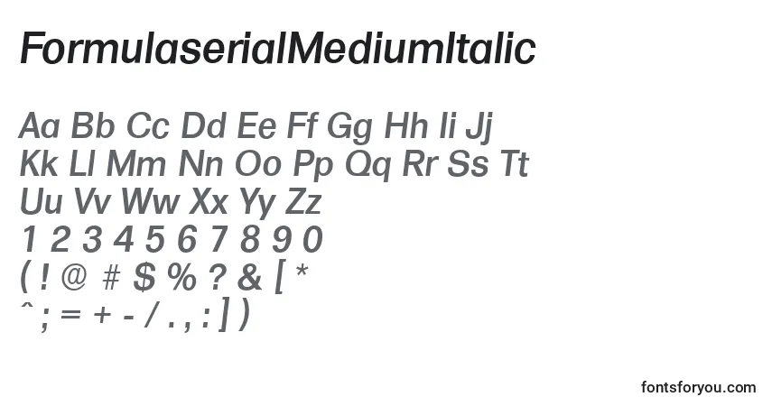 Шрифт FormulaserialMediumItalic – алфавит, цифры, специальные символы