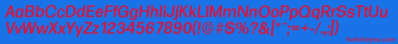 FormulaserialMediumItalic Font – Red Fonts on Blue Background