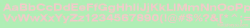 HeliosextBold-fontti – vaaleanpunaiset fontit vihreällä taustalla