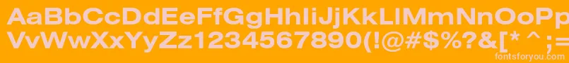 HeliosextBold-Schriftart – Rosa Schriften auf orangefarbenem Hintergrund