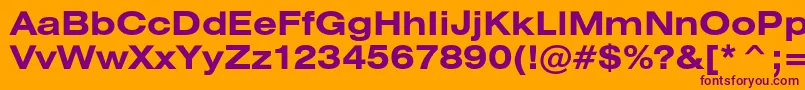 HeliosextBold-fontti – violetit fontit oranssilla taustalla