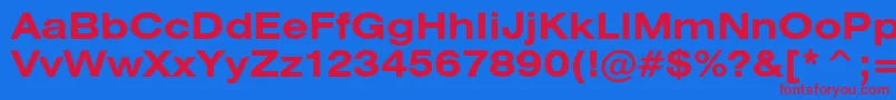 HeliosextBold Font – Red Fonts on Blue Background
