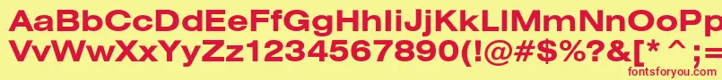 フォントHeliosextBold – 赤い文字の黄色い背景