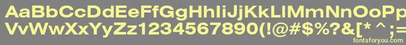 HeliosextBold-Schriftart – Gelbe Schriften auf grauem Hintergrund