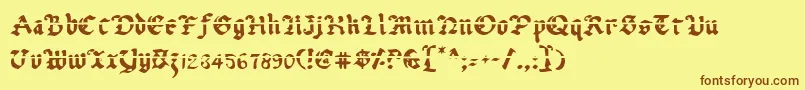 フォントUberlav2 – 茶色の文字が黄色の背景にあります。