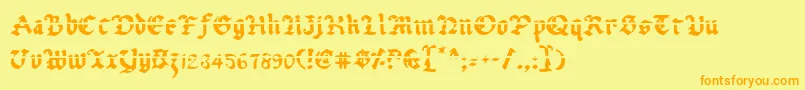 フォントUberlav2 – オレンジの文字が黄色の背景にあります。