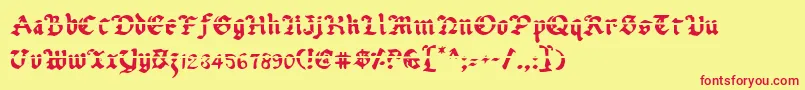 フォントUberlav2 – 赤い文字の黄色い背景