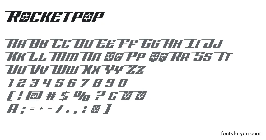 Шрифт Rocketpop – алфавит, цифры, специальные символы