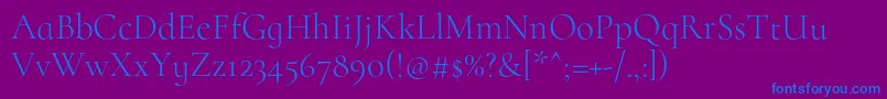 フォントCormorantinfantLight – 紫色の背景に青い文字