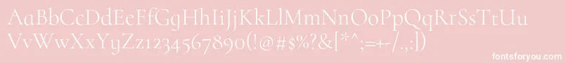 CormorantinfantLight-fontti – valkoiset fontit vaaleanpunaisella taustalla