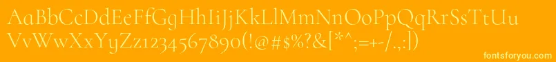 CormorantinfantLight-Schriftart – Gelbe Schriften auf orangefarbenem Hintergrund