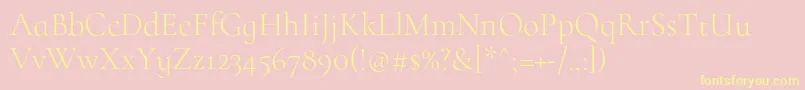 CormorantinfantLight-Schriftart – Gelbe Schriften auf rosa Hintergrund